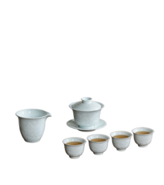Jingdezhen Ceramic Half-Knife Mud Carving Craft Tea Cup Gift Set